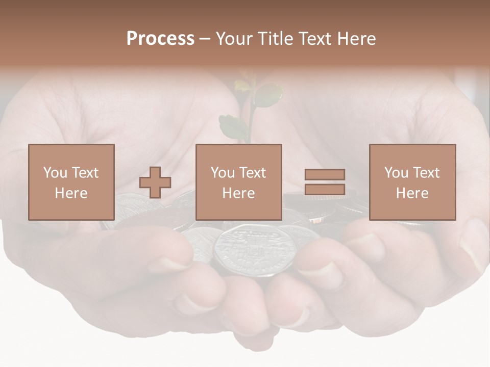 A Person Holding A Plant Growing From A Pile Of Coins PowerPoint Template