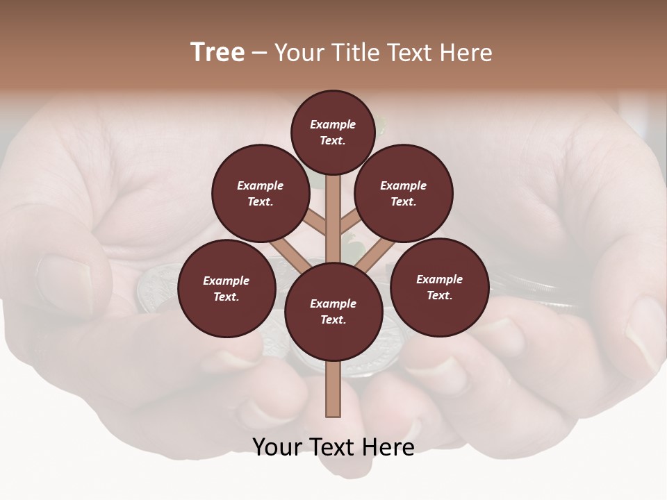 A Person Holding A Plant Growing From A Pile Of Coins PowerPoint Template