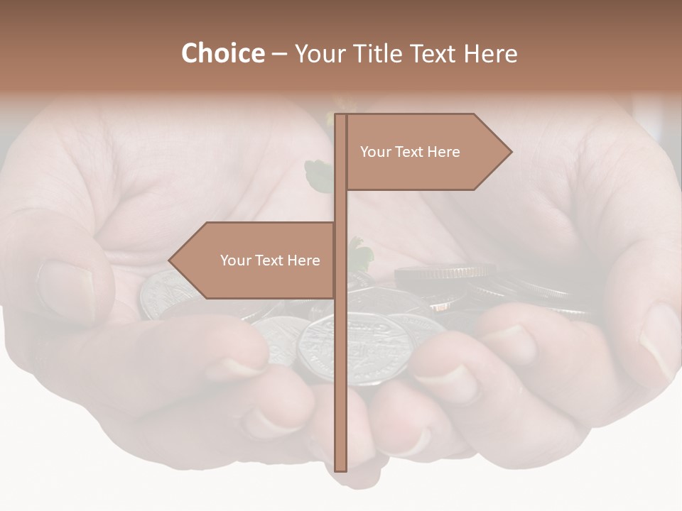 A Person Holding A Plant Growing From A Pile Of Coins PowerPoint Template