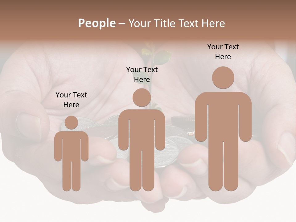 A Person Holding A Plant Growing From A Pile Of Coins PowerPoint Template