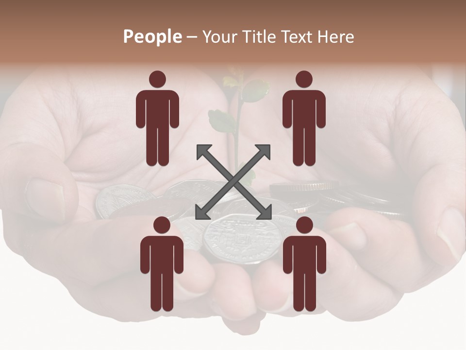 A Person Holding A Plant Growing From A Pile Of Coins PowerPoint Template