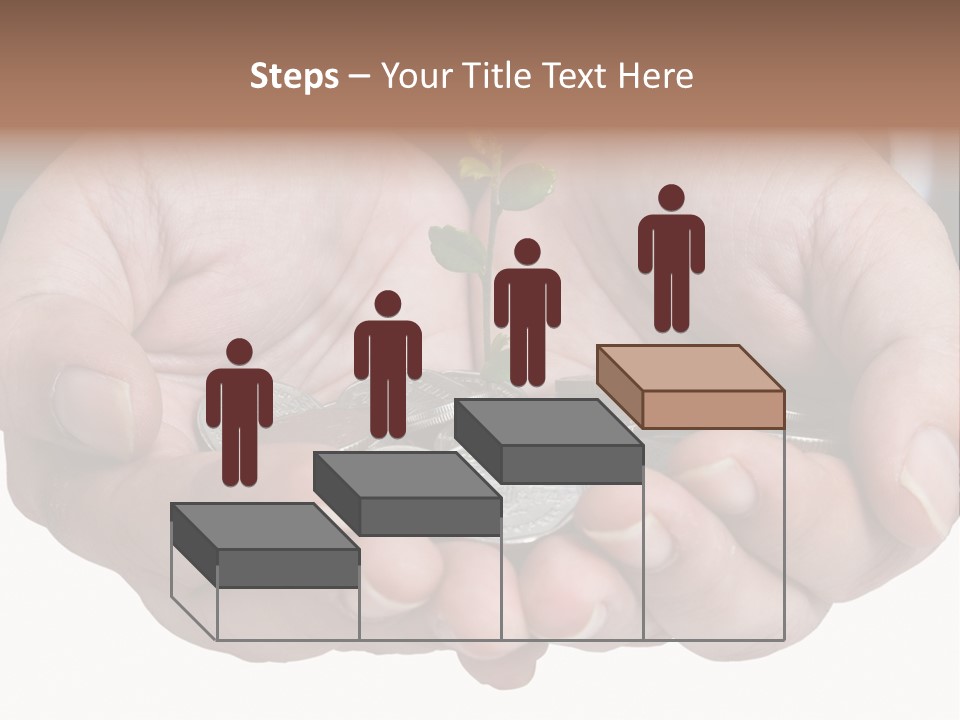 A Person Holding A Plant Growing From A Pile Of Coins PowerPoint Template