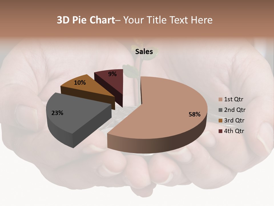 A Person Holding A Plant Growing From A Pile Of Coins PowerPoint Template