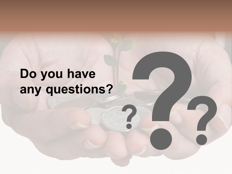 A Person Holding A Plant Growing From A Pile Of Coins PowerPoint Template