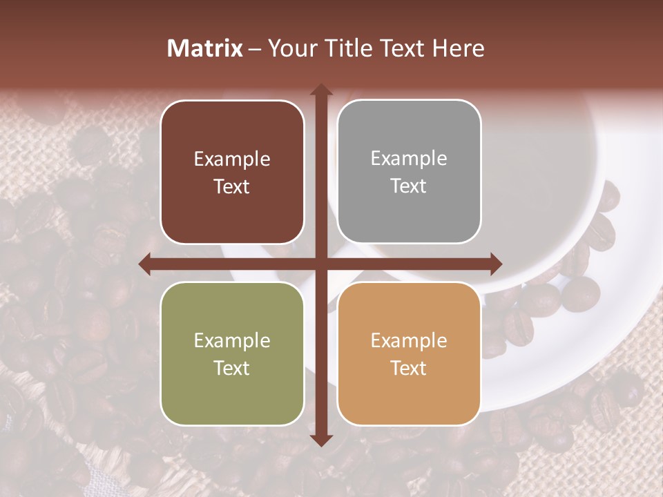 A Cup Of Coffee On A Saucer Surrounded By Coffee Beans PowerPoint Template