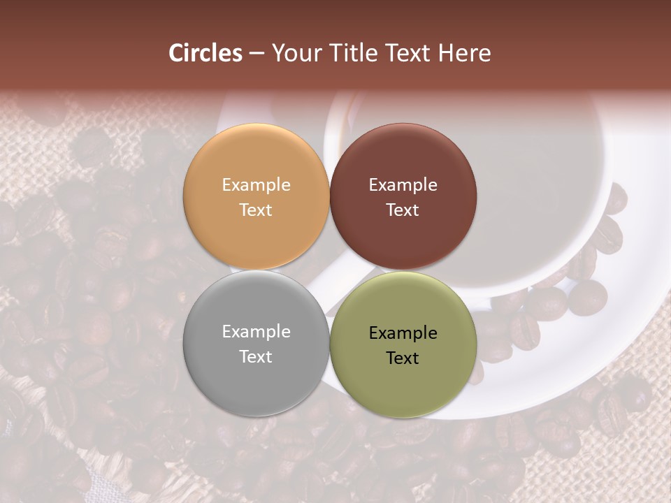 A Cup Of Coffee On A Saucer Surrounded By Coffee Beans PowerPoint Template