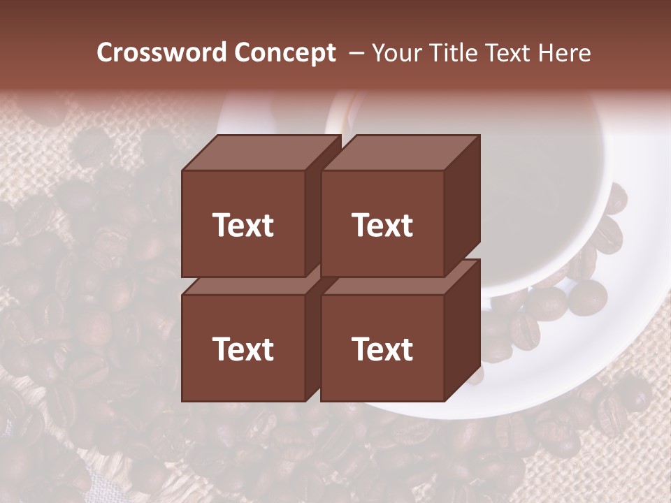 A Cup Of Coffee On A Saucer Surrounded By Coffee Beans PowerPoint Template