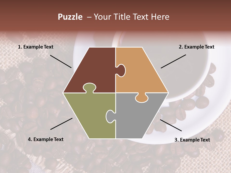A Cup Of Coffee On A Saucer Surrounded By Coffee Beans PowerPoint Template