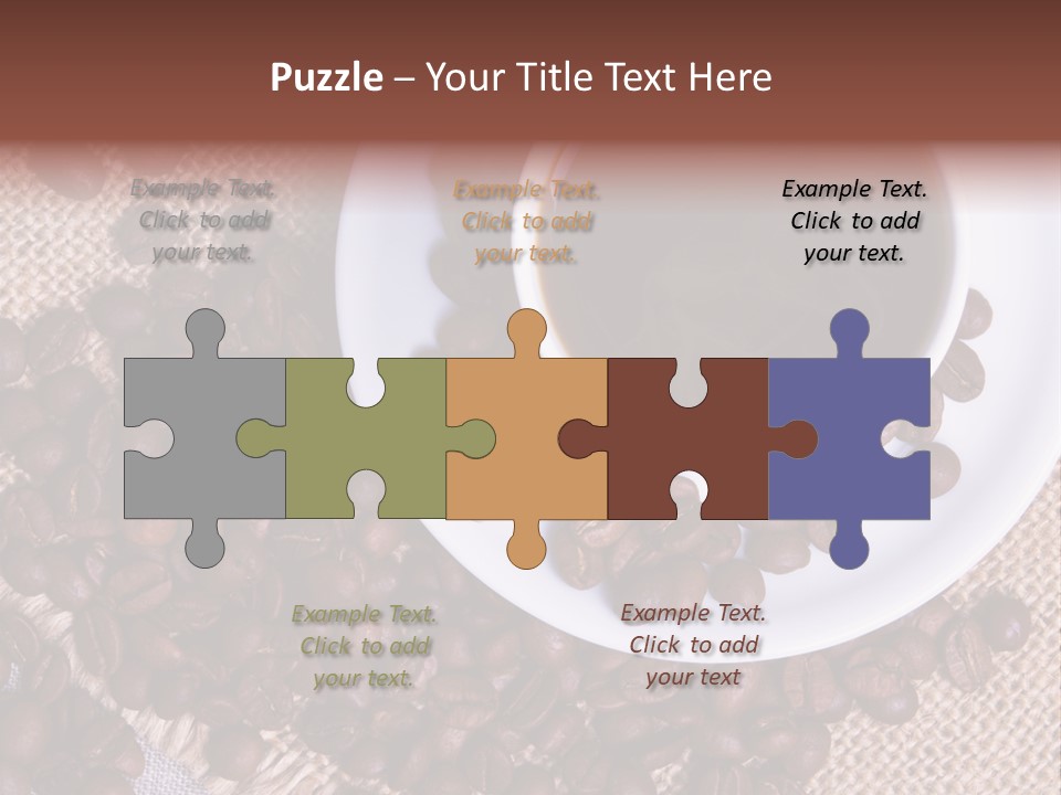 A Cup Of Coffee On A Saucer Surrounded By Coffee Beans PowerPoint Template