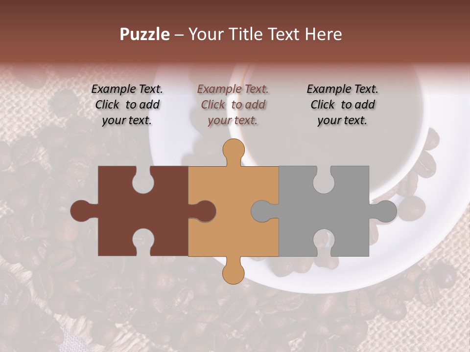 A Cup Of Coffee On A Saucer Surrounded By Coffee Beans PowerPoint Template