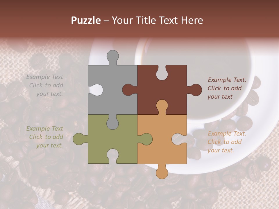 A Cup Of Coffee On A Saucer Surrounded By Coffee Beans PowerPoint Template