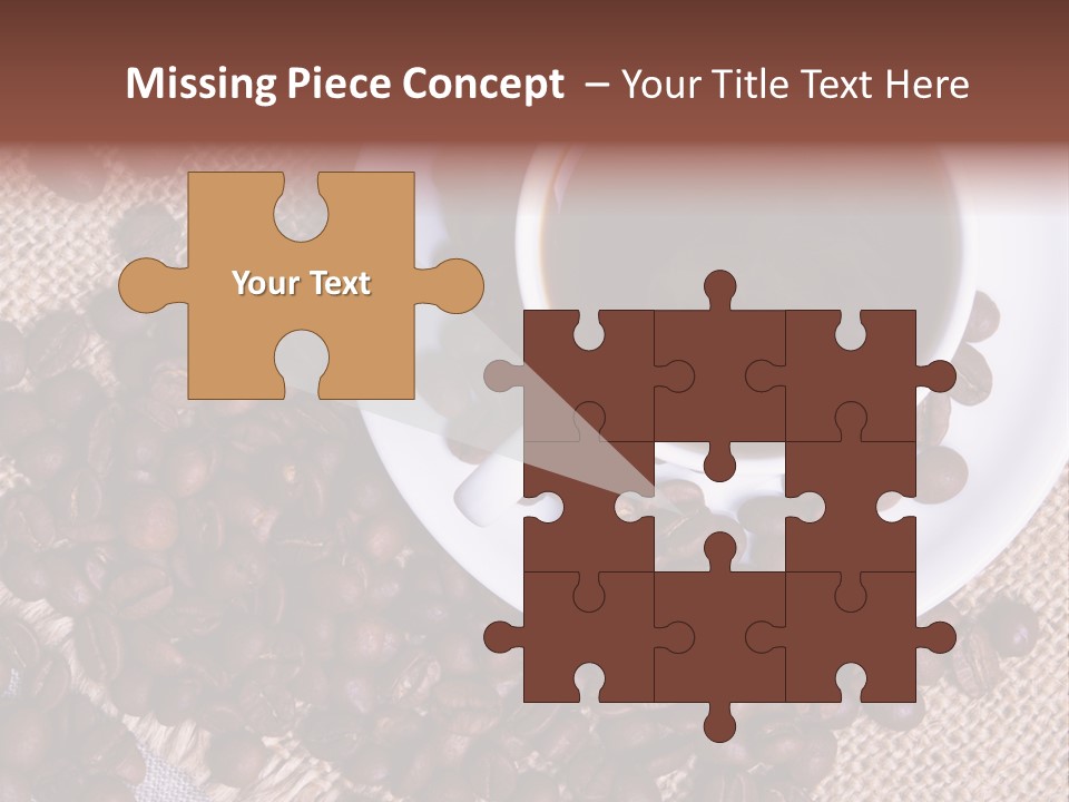 A Cup Of Coffee On A Saucer Surrounded By Coffee Beans PowerPoint Template
