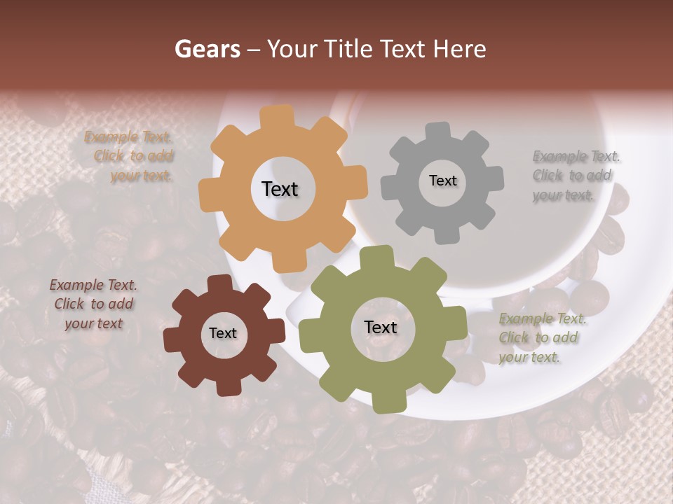 A Cup Of Coffee On A Saucer Surrounded By Coffee Beans PowerPoint Template