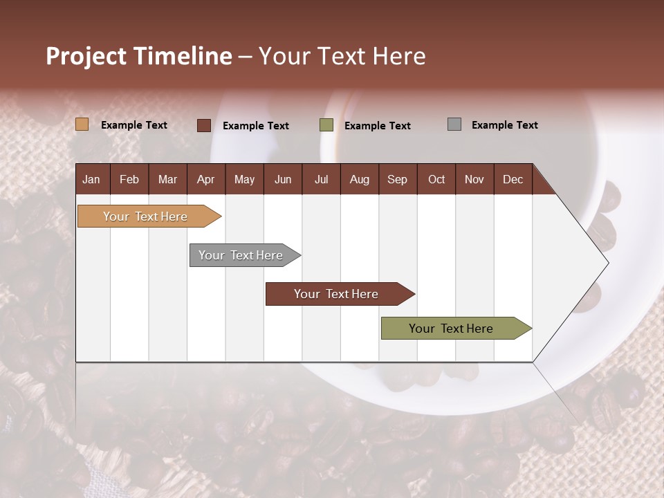 A Cup Of Coffee On A Saucer Surrounded By Coffee Beans PowerPoint Template
