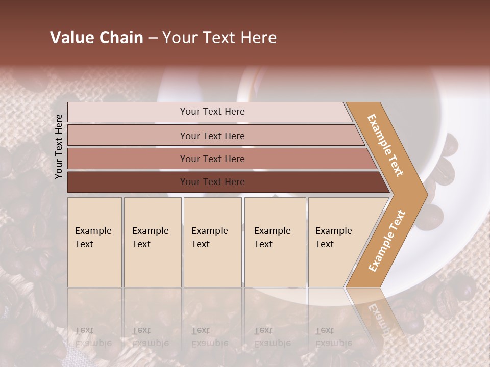 A Cup Of Coffee On A Saucer Surrounded By Coffee Beans PowerPoint Template