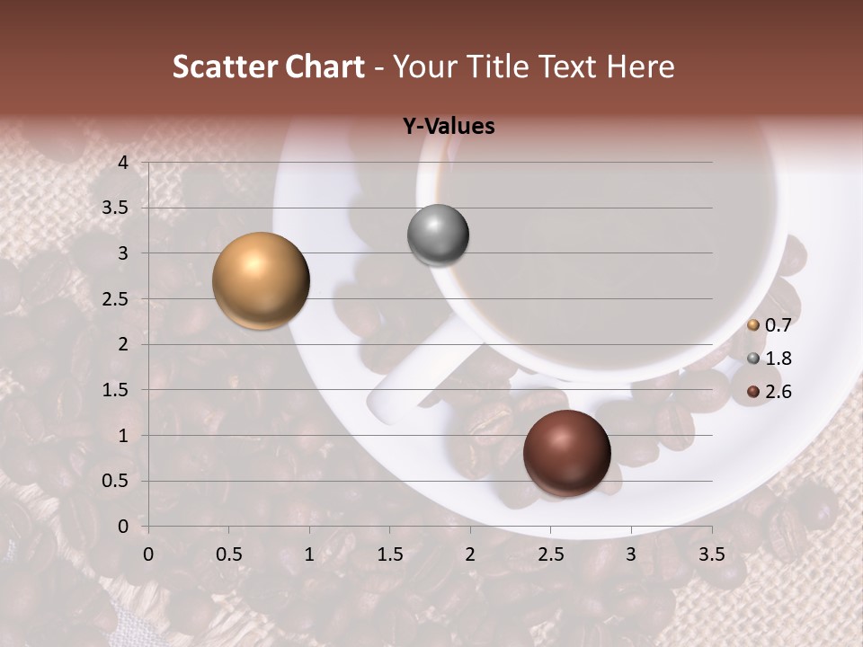 A Cup Of Coffee On A Saucer Surrounded By Coffee Beans PowerPoint Template