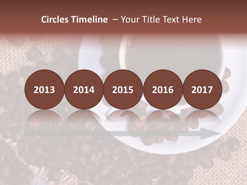 A Cup Of Coffee On A Saucer Surrounded By Coffee Beans PowerPoint Template