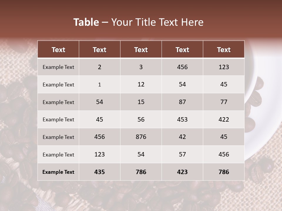 A Cup Of Coffee On A Saucer Surrounded By Coffee Beans PowerPoint Template