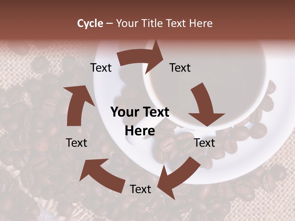 A Cup Of Coffee On A Saucer Surrounded By Coffee Beans PowerPoint Template