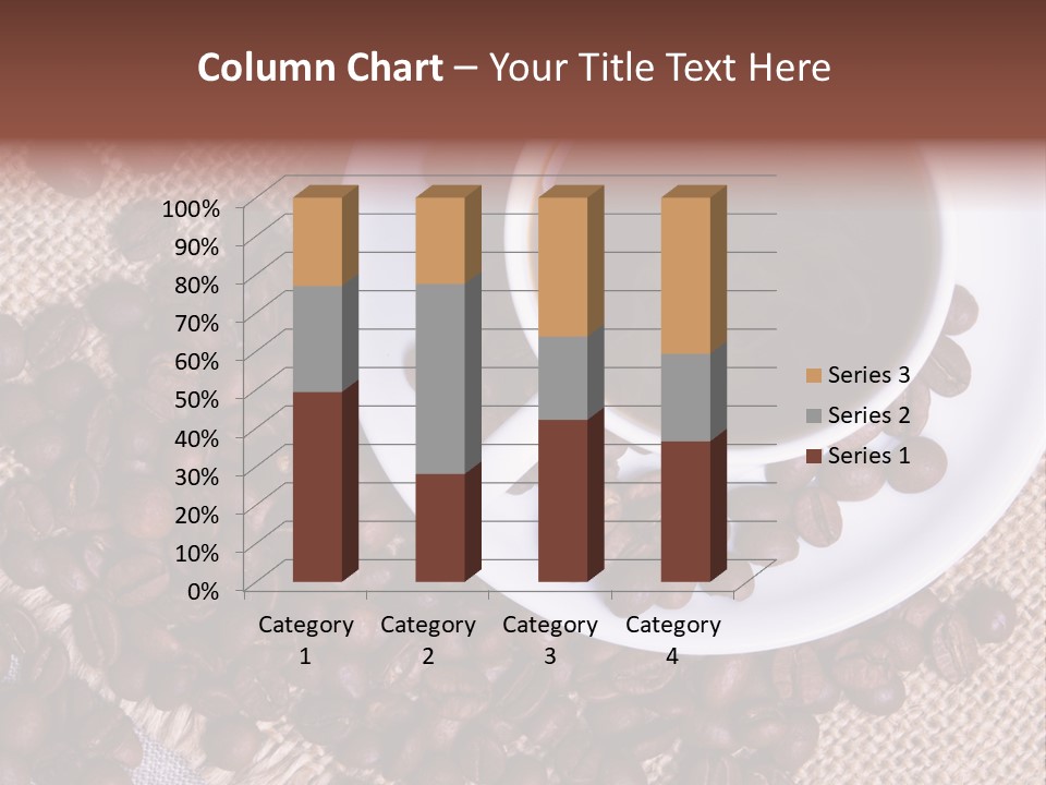 A Cup Of Coffee On A Saucer Surrounded By Coffee Beans PowerPoint Template