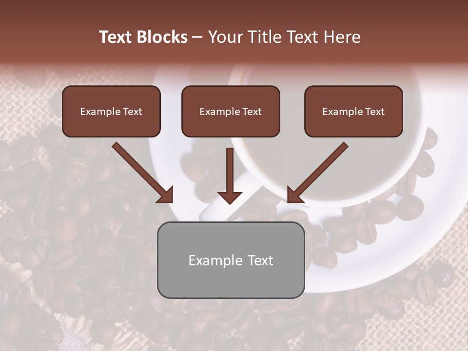 A Cup Of Coffee On A Saucer Surrounded By Coffee Beans PowerPoint Template