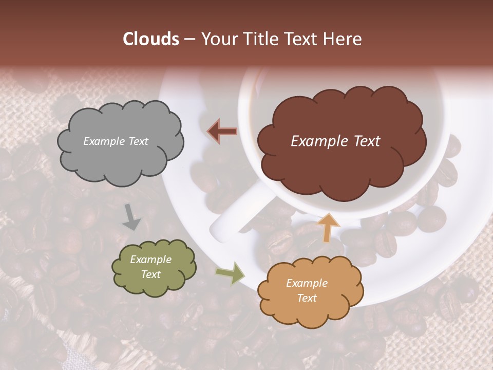 A Cup Of Coffee On A Saucer Surrounded By Coffee Beans PowerPoint Template
