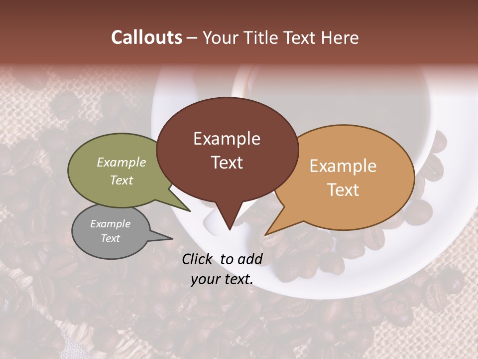 A Cup Of Coffee On A Saucer Surrounded By Coffee Beans PowerPoint Template
