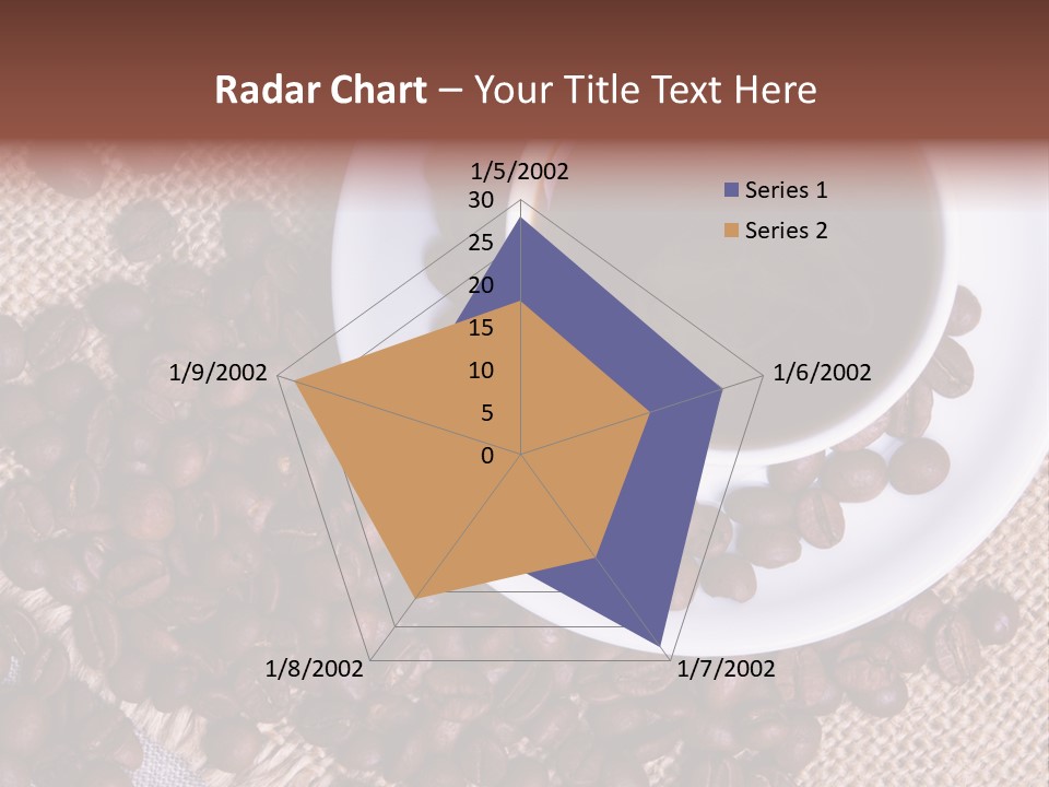 A Cup Of Coffee On A Saucer Surrounded By Coffee Beans PowerPoint Template
