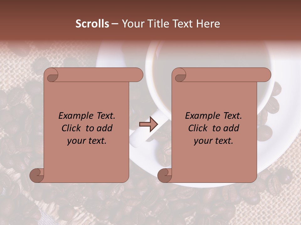 A Cup Of Coffee On A Saucer Surrounded By Coffee Beans PowerPoint Template