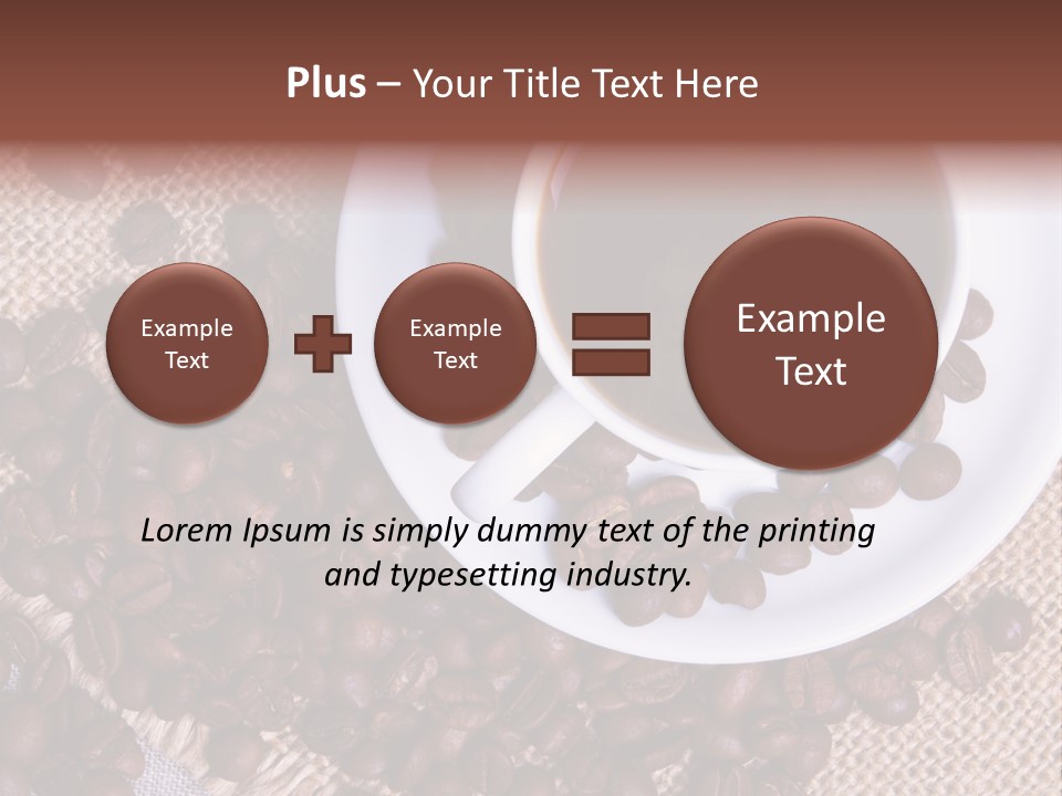 A Cup Of Coffee On A Saucer Surrounded By Coffee Beans PowerPoint Template