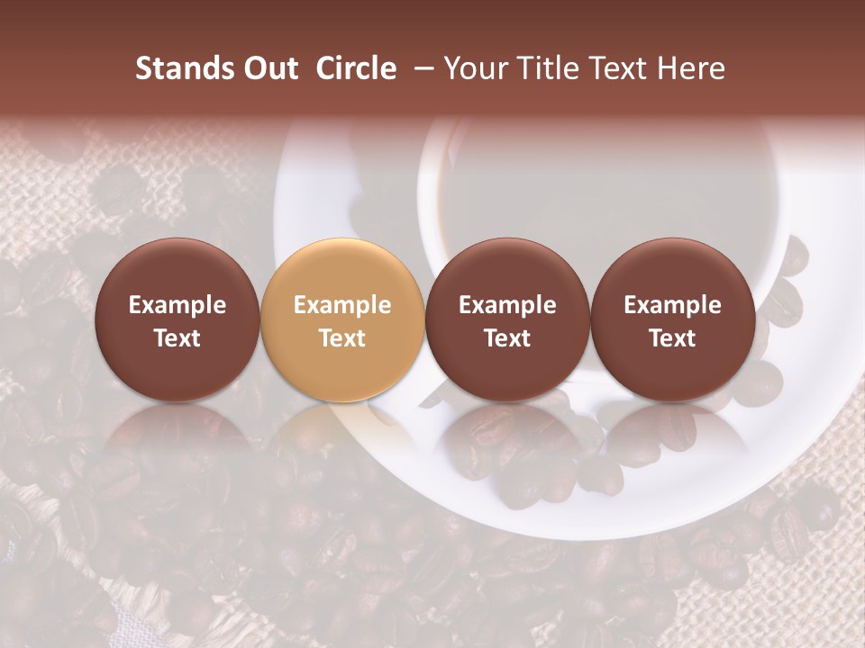 A Cup Of Coffee On A Saucer Surrounded By Coffee Beans PowerPoint Template