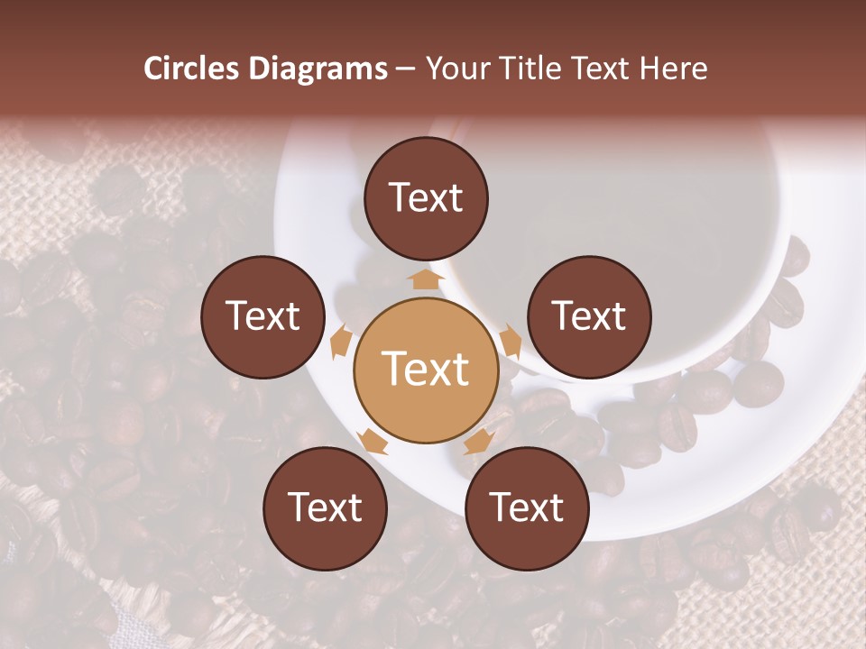 A Cup Of Coffee On A Saucer Surrounded By Coffee Beans PowerPoint Template