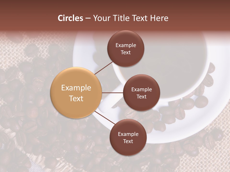 A Cup Of Coffee On A Saucer Surrounded By Coffee Beans PowerPoint Template