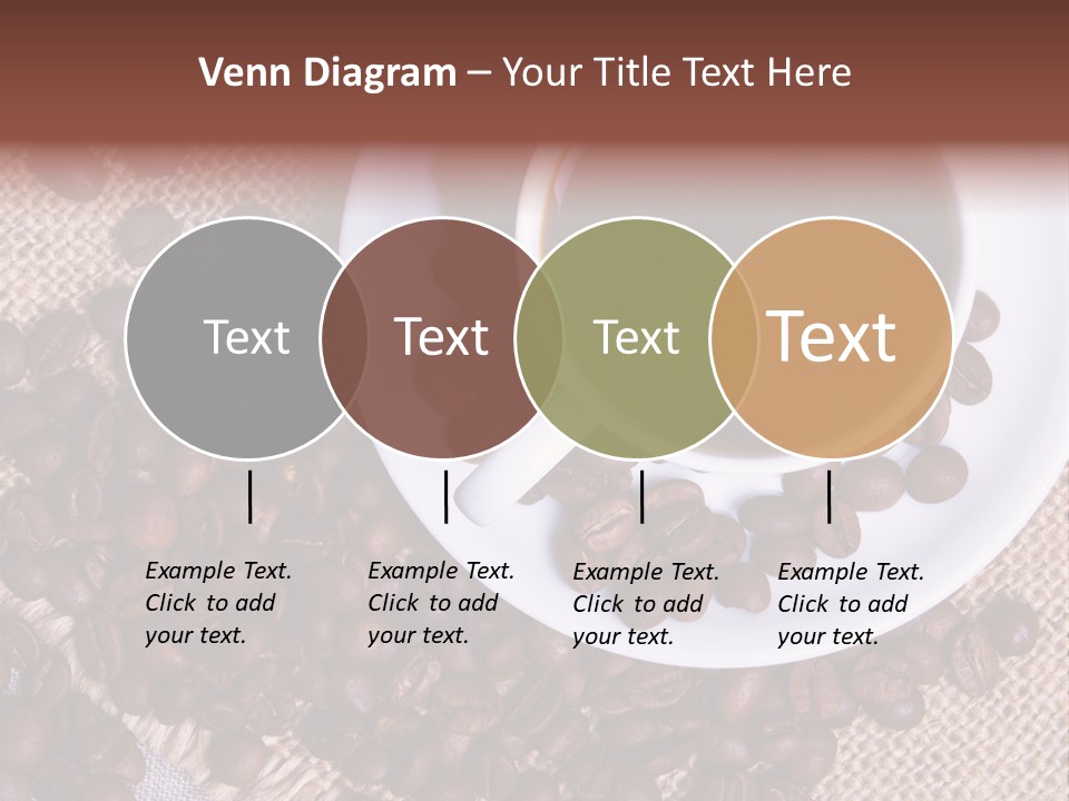 A Cup Of Coffee On A Saucer Surrounded By Coffee Beans PowerPoint Template