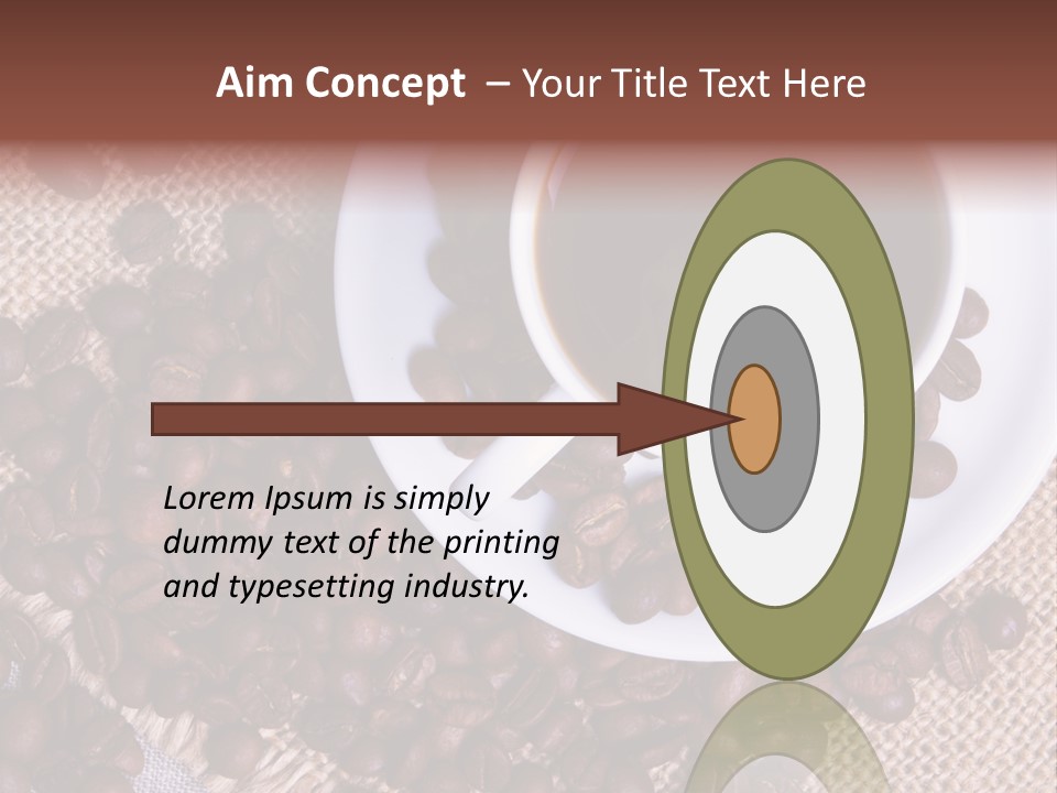 A Cup Of Coffee On A Saucer Surrounded By Coffee Beans PowerPoint Template