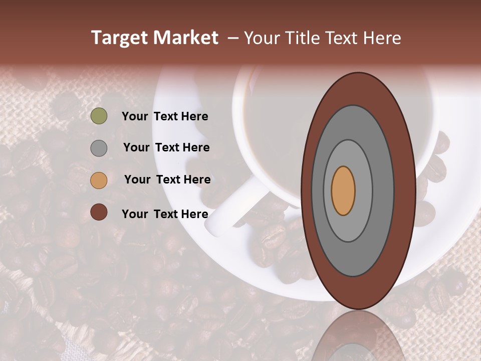 A Cup Of Coffee On A Saucer Surrounded By Coffee Beans PowerPoint Template