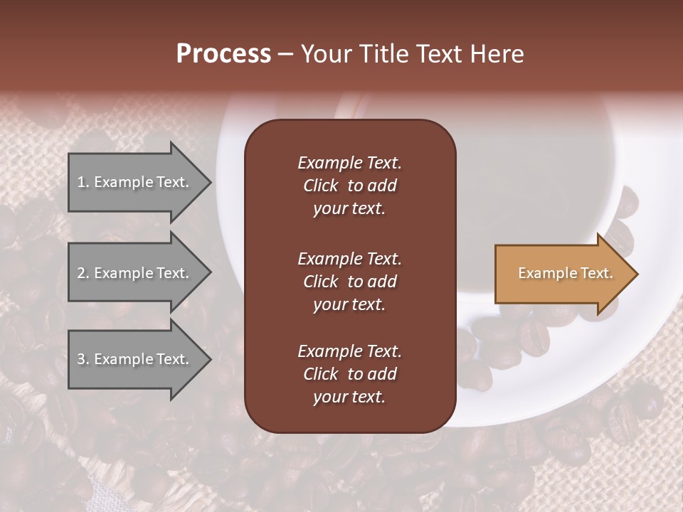 A Cup Of Coffee On A Saucer Surrounded By Coffee Beans PowerPoint Template
