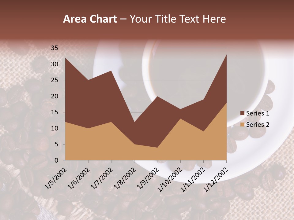 A Cup Of Coffee On A Saucer Surrounded By Coffee Beans PowerPoint Template