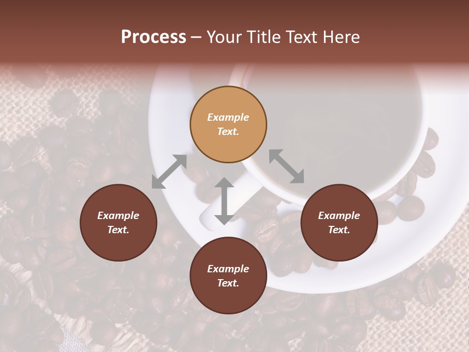 A Cup Of Coffee On A Saucer Surrounded By Coffee Beans PowerPoint Template