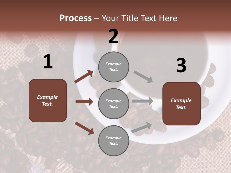 A Cup Of Coffee On A Saucer Surrounded By Coffee Beans PowerPoint Template