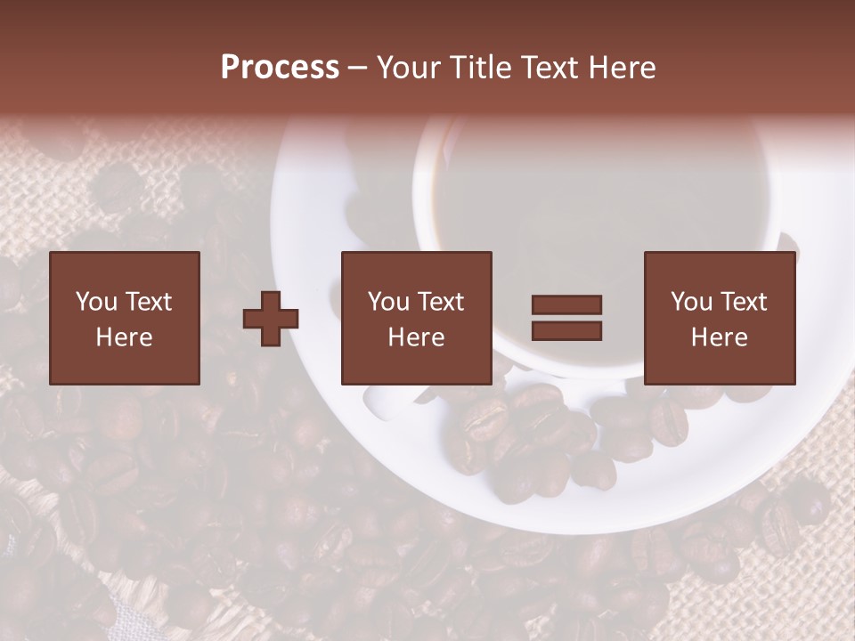 A Cup Of Coffee On A Saucer Surrounded By Coffee Beans PowerPoint Template
