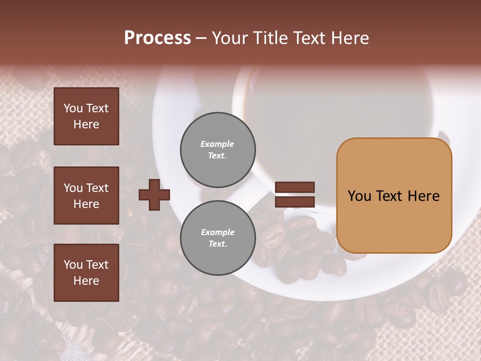 A Cup Of Coffee On A Saucer Surrounded By Coffee Beans PowerPoint Template