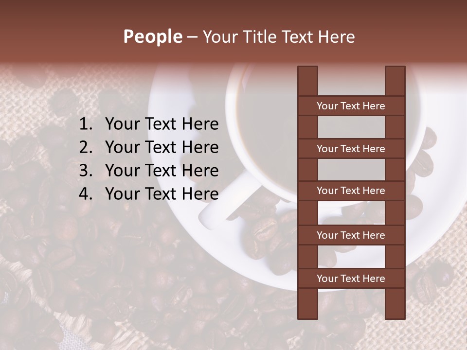 A Cup Of Coffee On A Saucer Surrounded By Coffee Beans PowerPoint Template