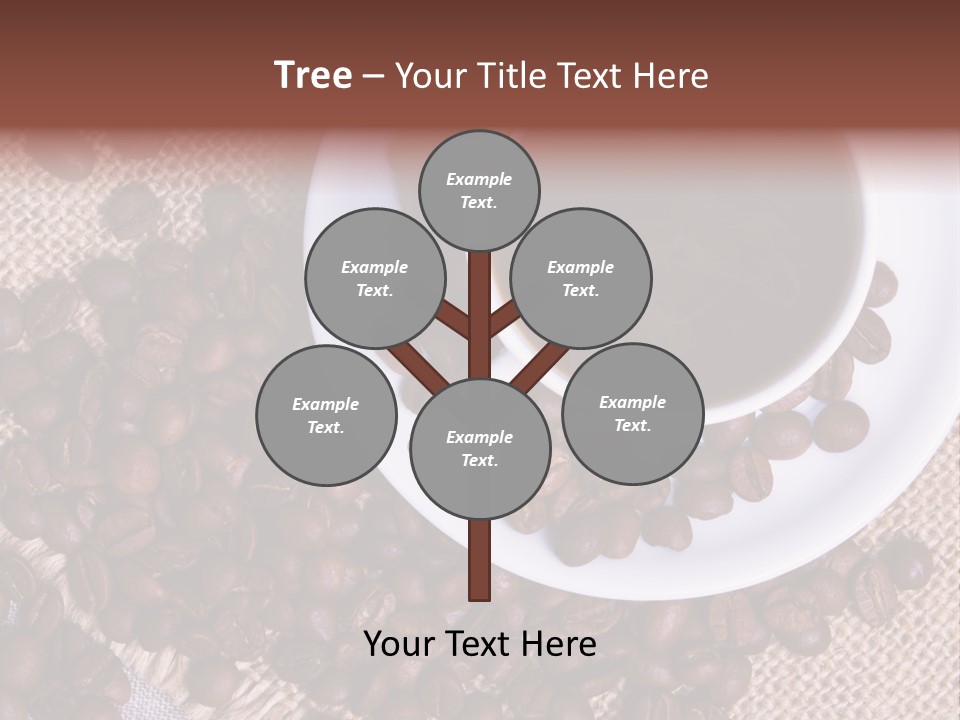 A Cup Of Coffee On A Saucer Surrounded By Coffee Beans PowerPoint Template