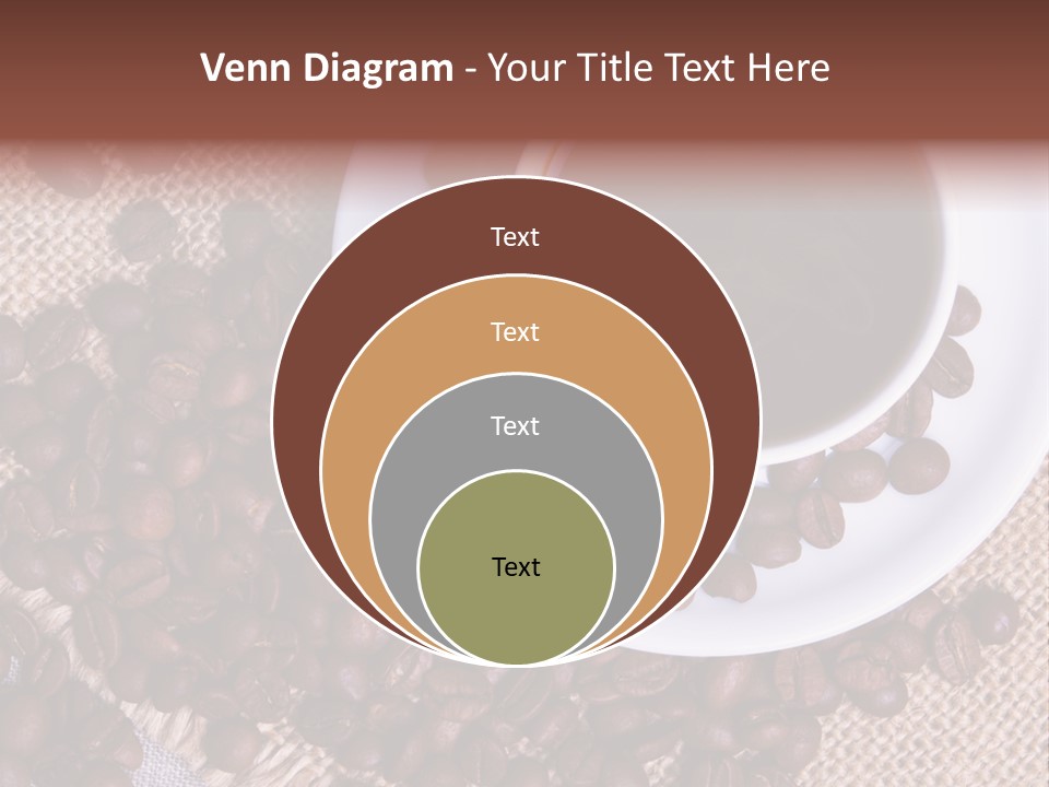 A Cup Of Coffee On A Saucer Surrounded By Coffee Beans PowerPoint Template