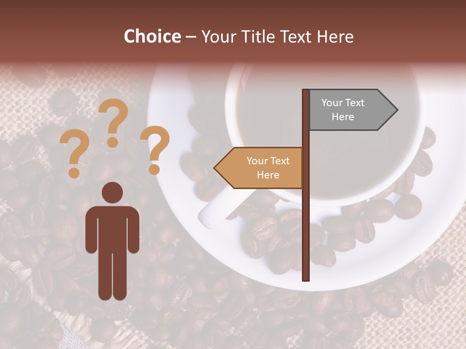 A Cup Of Coffee On A Saucer Surrounded By Coffee Beans PowerPoint Template