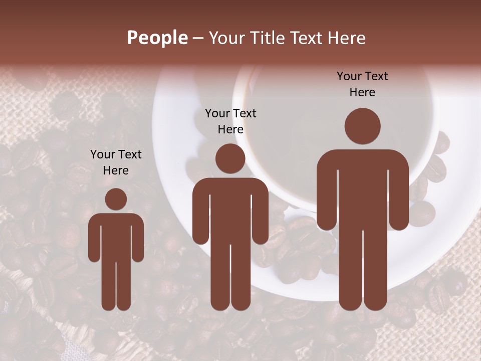 A Cup Of Coffee On A Saucer Surrounded By Coffee Beans PowerPoint Template
