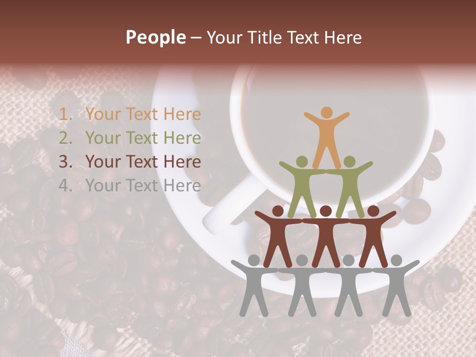 A Cup Of Coffee On A Saucer Surrounded By Coffee Beans PowerPoint Template