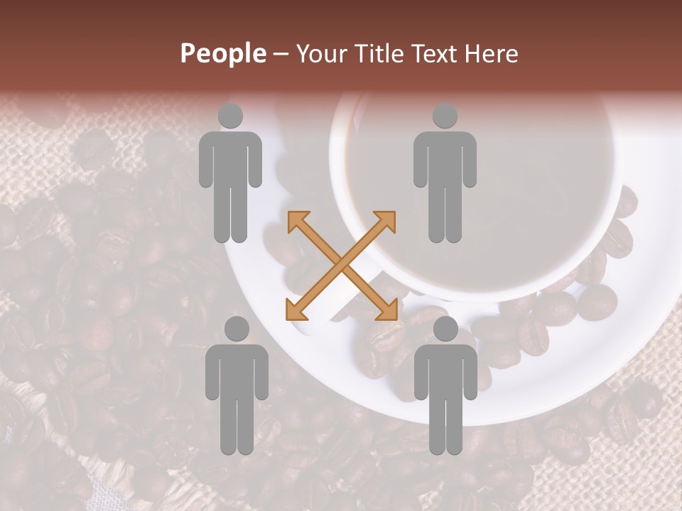 A Cup Of Coffee On A Saucer Surrounded By Coffee Beans PowerPoint Template