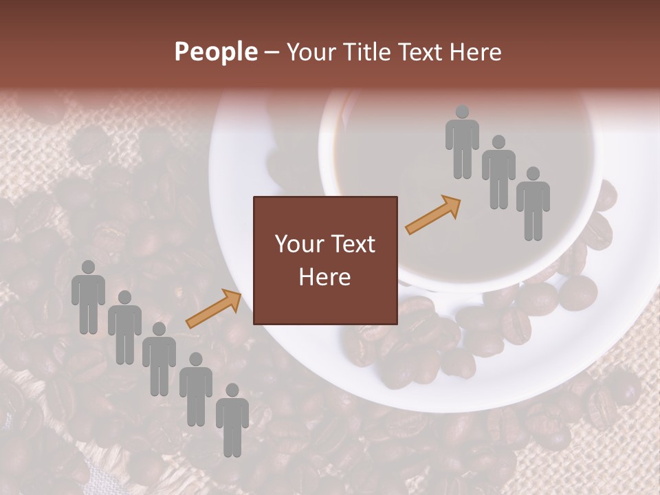 A Cup Of Coffee On A Saucer Surrounded By Coffee Beans PowerPoint Template
